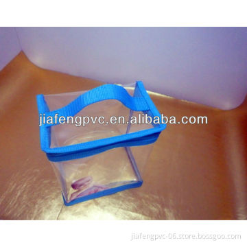 PP Webbing Trim Clear EVA Top Handle Washing Bag with Zipper Cover